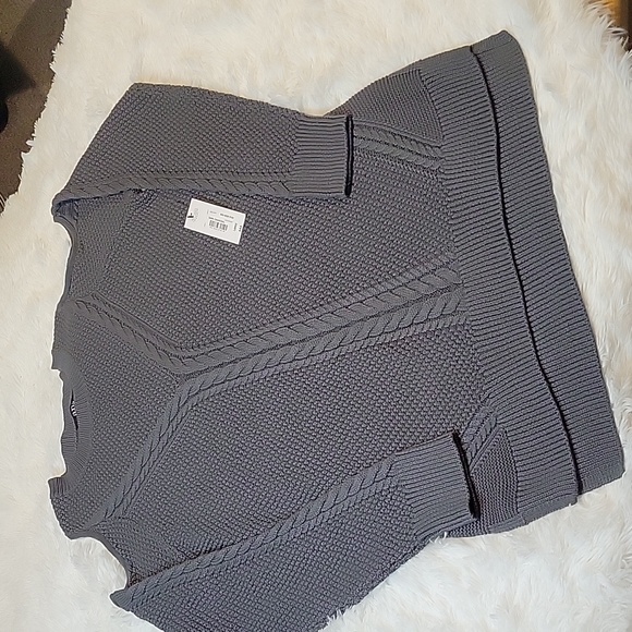 A.N.A Dark Charcoal Cable Knit Open Shouldet Sweater Womens L - Picture 1 of 8